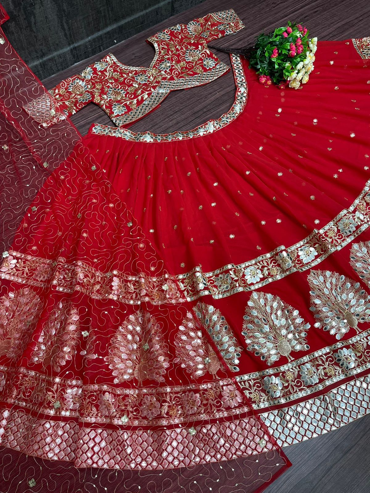 New Designer Georgette Mirror Work Lehengas Choli With Work Dupatta Anant Tex Exports Private Limited