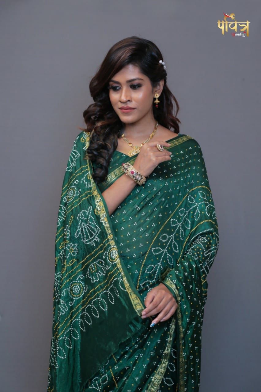 Tafetta Silk Print Bandhej Saree Anant Tex Exports Private Limited