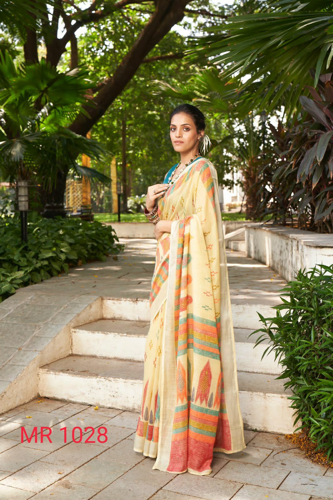 Sr Mercury Vol-3 Ethnic Fancy Wear Handwork Pure Linen Printed Saree Catalog Wholesaler Anant Tex Exports Private Limited