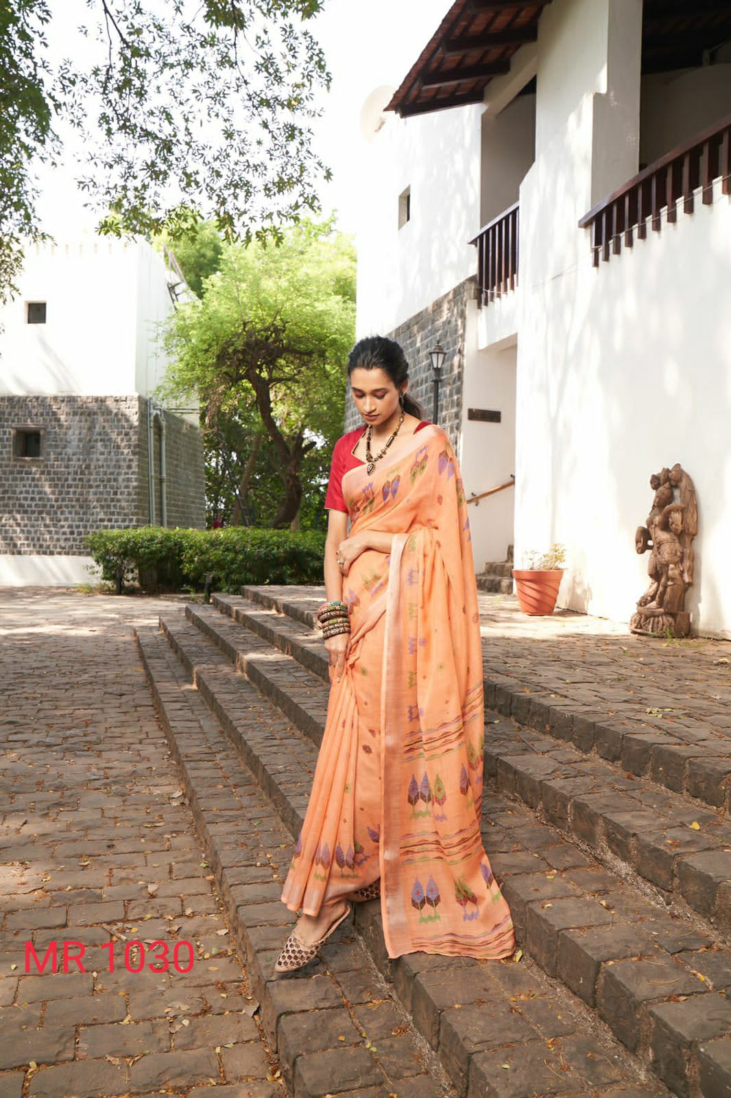 Sr Mercury Vol-3 Ethnic Fancy Wear Handwork Pure Linen Printed Saree Catalog Wholesaler Anant Tex Exports Private Limited