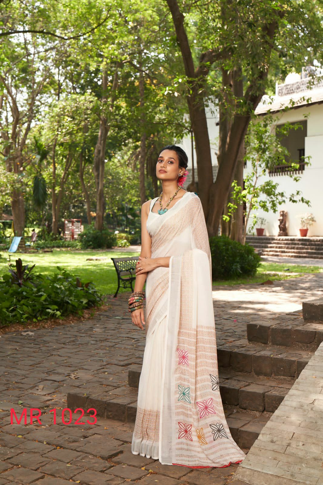 Sr Mercury Vol-3 Ethnic Fancy Wear Handwork Pure Linen Printed Saree Catalog Wholesaler Anant Tex Exports Private Limited