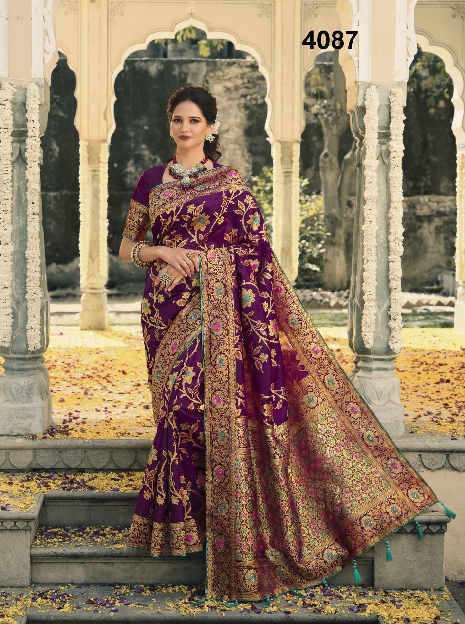 NAZNEEN SWAROVSKI SILK 4087 SERIES BANARASI SAREE Anant Tex Exports Private Limited