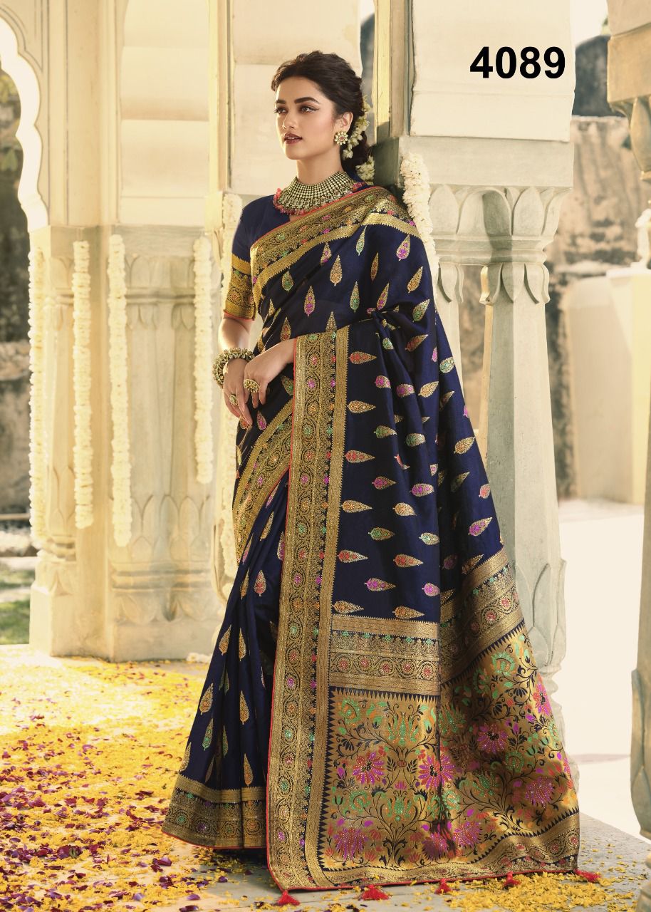 NAZNEEN SWAROVSKI SILK 4087 SERIES BANARASI SAREE Anant Tex Exports Private Limited
