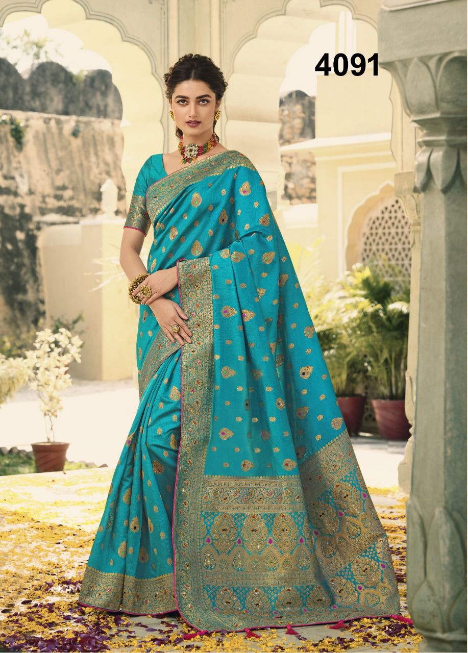 NAZNEEN SWAROVSKI SILK 4087 SERIES BANARASI SAREE Anant Tex Exports Private Limited