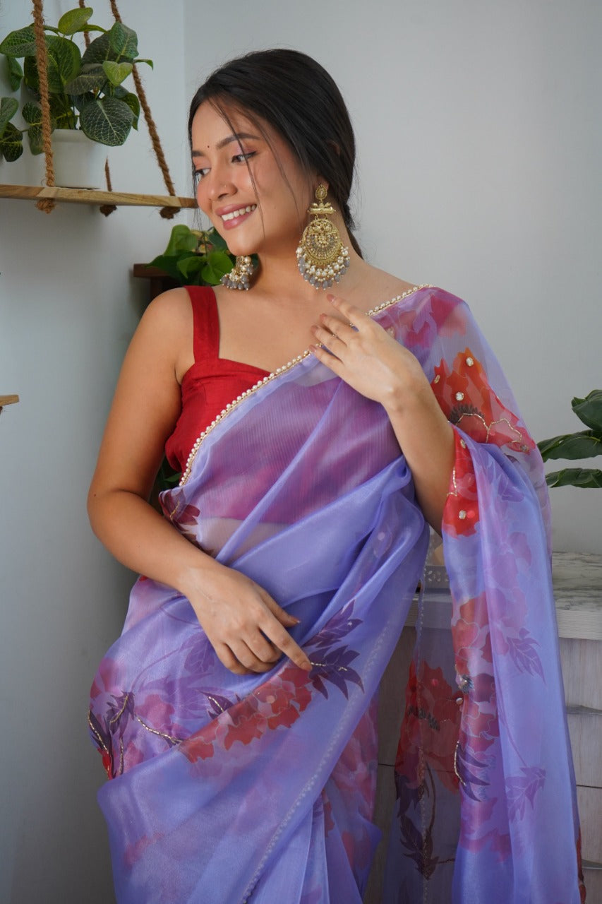 Aisha Organza Digital Print Saree Anant Tex Exports Private Limited