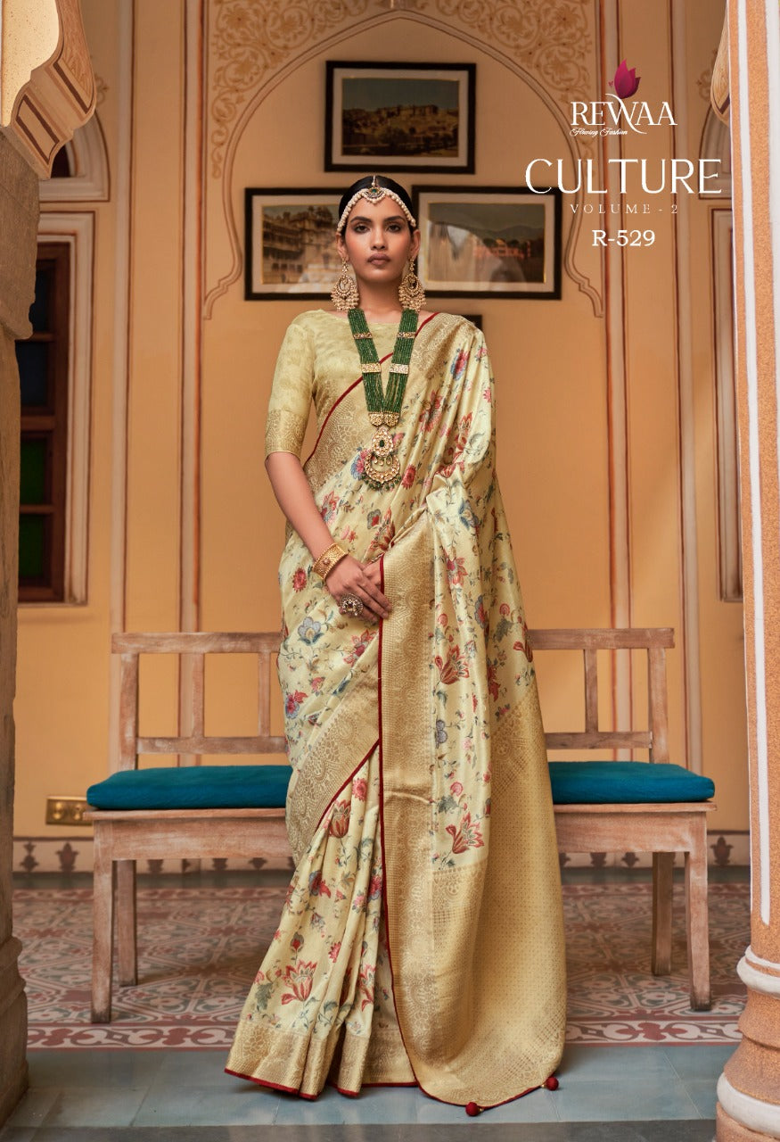 Rewa Culture Pure Silk with Floral Cultural Print Saree Anant Tex Exports Private Limited