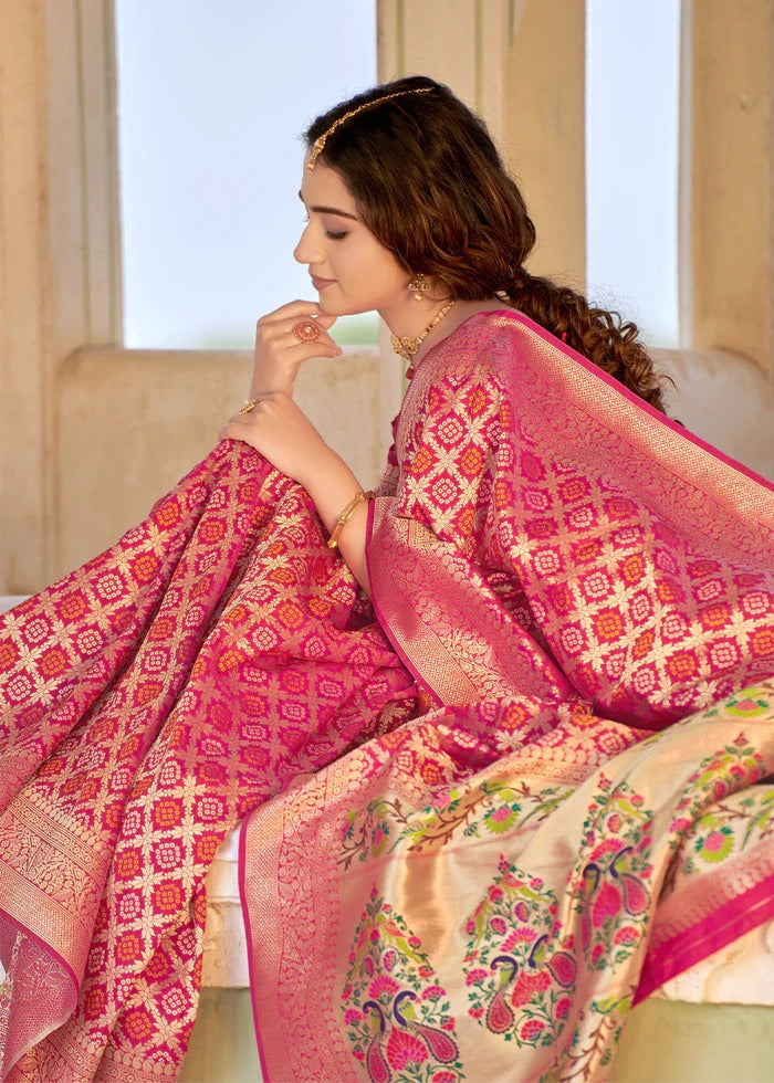 Bandhani With Paithani Pallu Pure Silk Handloom Saree Anant Tex Exports Private Limited