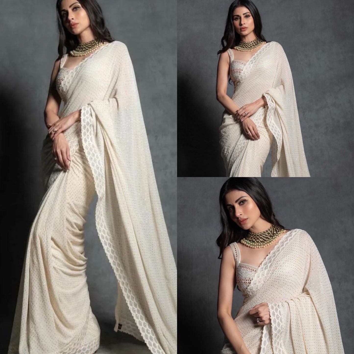 EMBROIDERED ZARI & SEQUINS WORK WITH FOIL PRINT SAREE Anant Tex Exports Private Limited