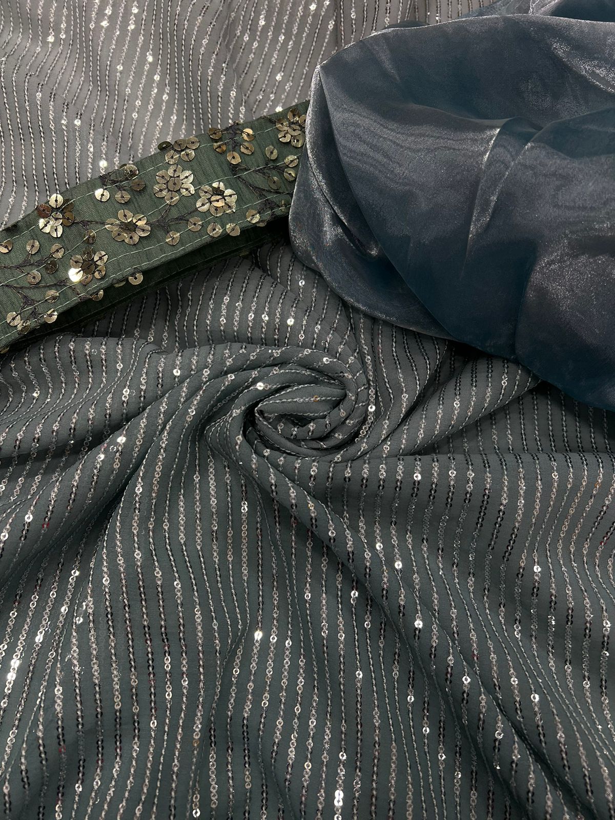 Beautiful Sequence Embroidery Work Saree Anant Tex Exports Private Limited