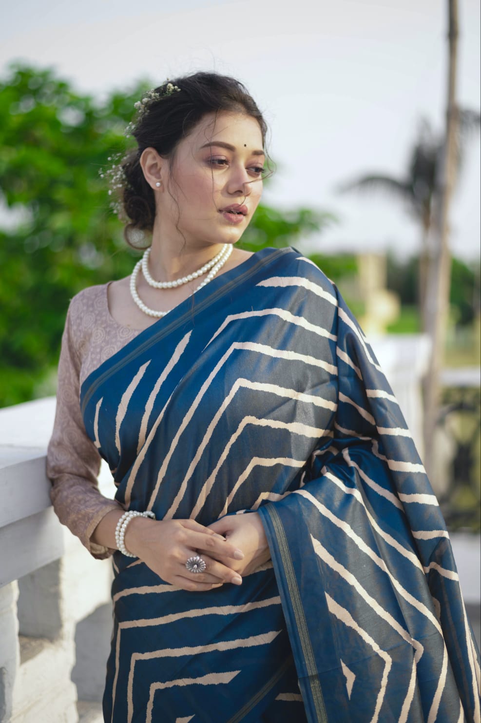LEHERIYA SAREE WITH KALAMKARI PEACOCK PALLU Anant Tex Exports Private Limited