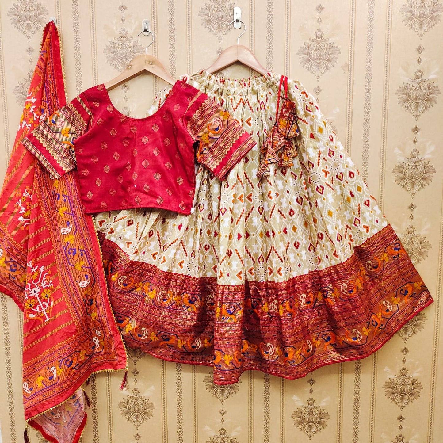 Designer Kids Zari Foil-Work Patoda Silk Lahenga Choli Anant Tex Exports Private Limited