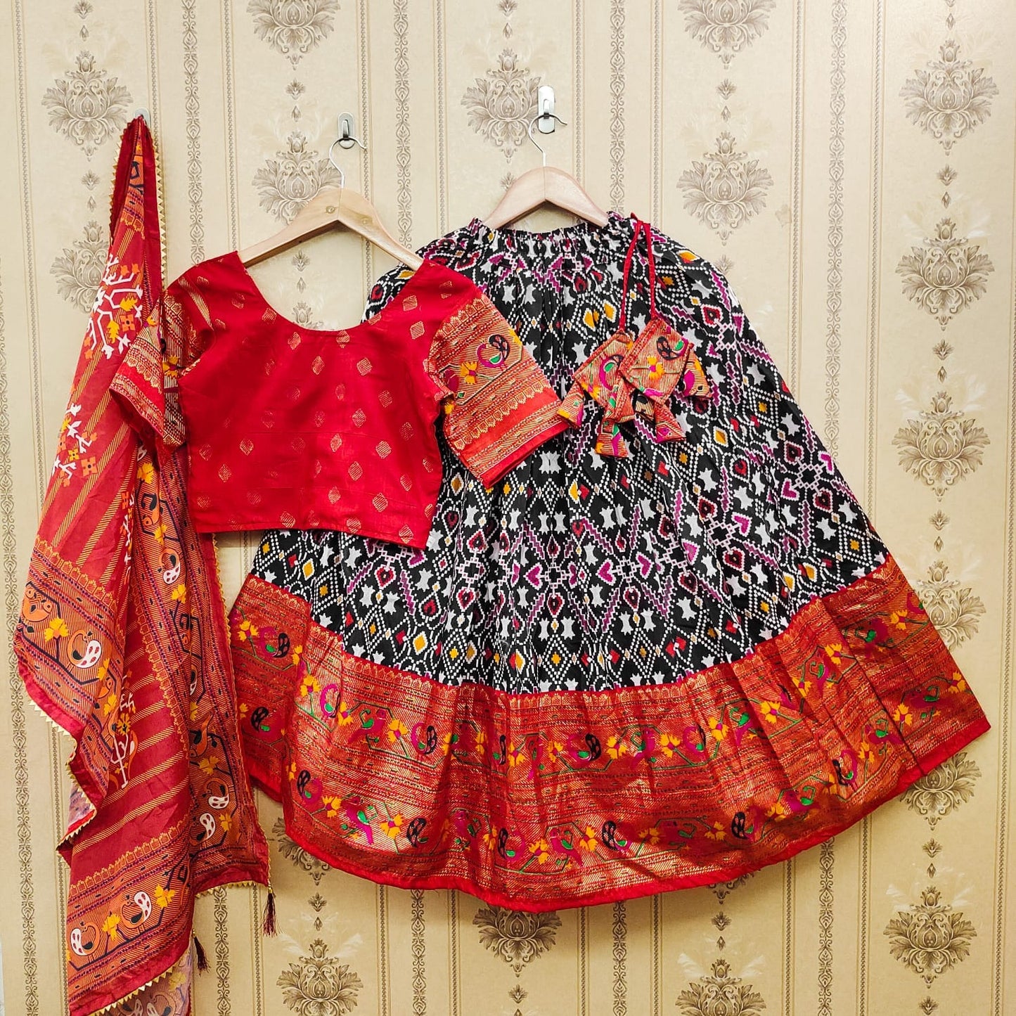 Designer Kids Zari Foil-Work Patoda Silk Lahenga Choli Anant Tex Exports Private Limited