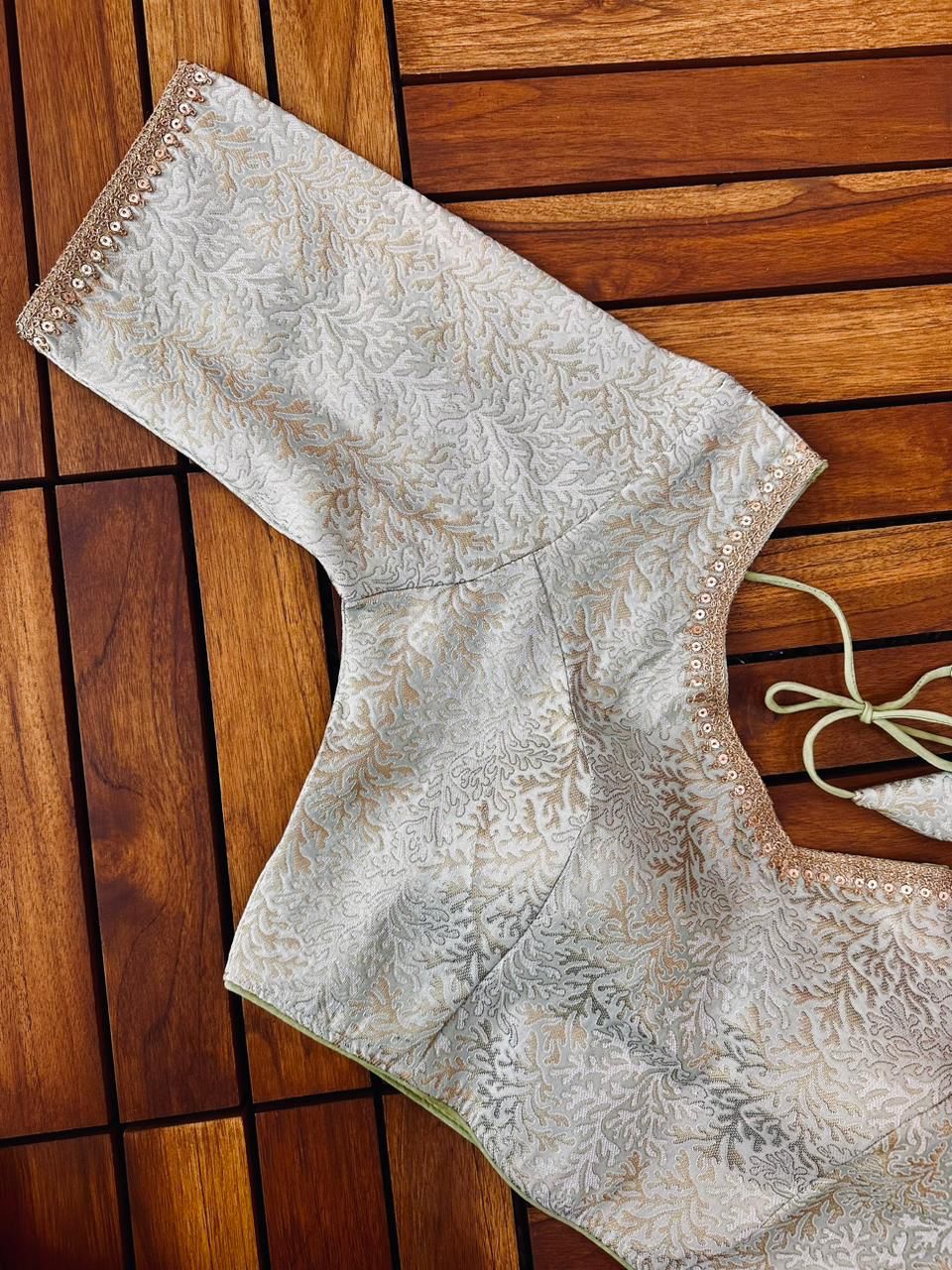 Beautiful Golden and Silver Banarasi Silk Blouse Anant Tex Exports Private Limited