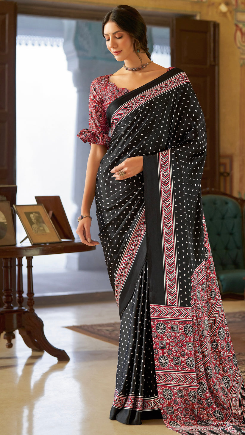 Ajrakh Print Saree