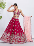 Rose Georgette Sequins and Thread Embroidery Lehenga Choli & Dupatta