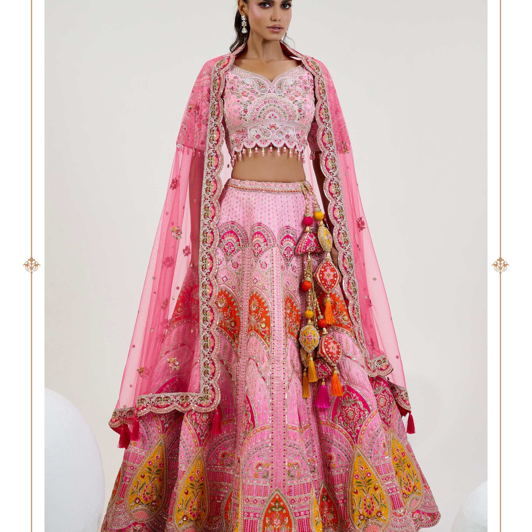 Pink Silk Lehenga with Hand-Embroidered Blouse & Georgette Dupatta