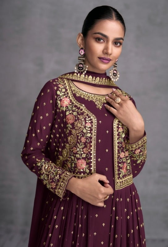 Zohana Gulkayra Georgette Jacket Style Party Wear Suit D.No. 7410-A