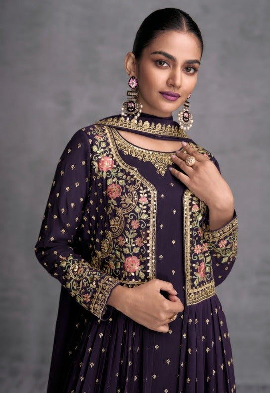 Zohana Gulkayra Georgette Jacket Style Party Wear Suit D.No. 7410-B