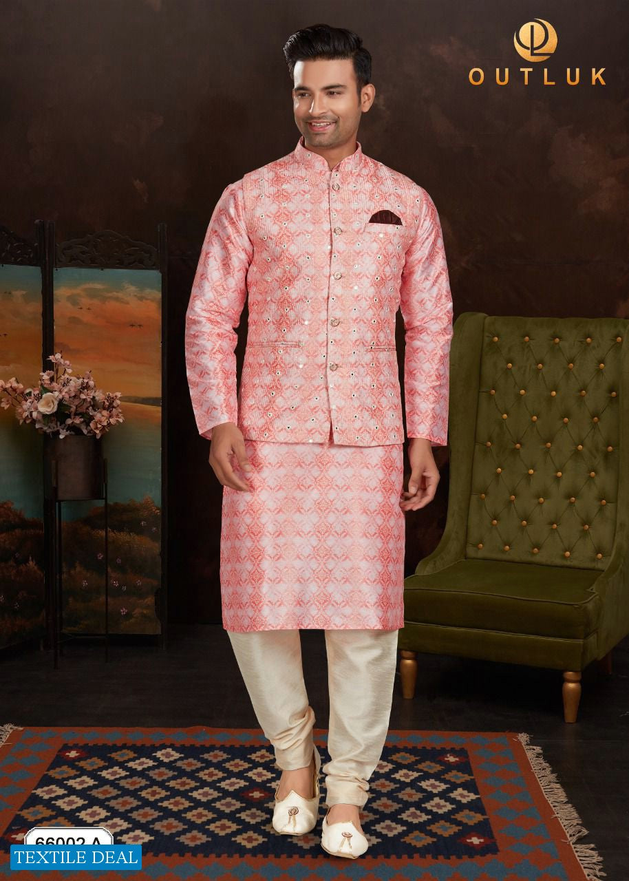 Beautiful Festival Designer Men's Kurta Pyjama with Koti