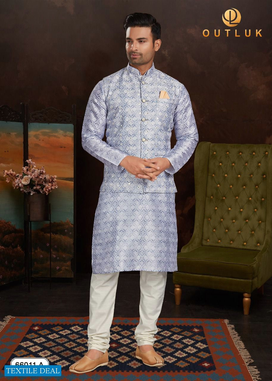 Beautiful Festival Designer Men's Kurta Pyjama with Koti