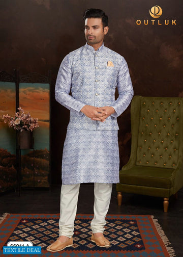 Beautiful Festival Designer Men's Kurta Pyjama with Koti