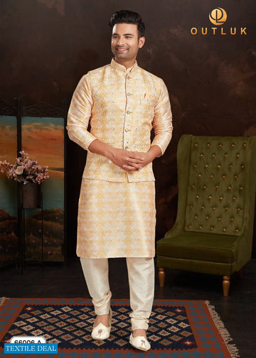 Beautiful Festival Designer Men's Kurta Pyjama with Koti