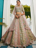 Multi-Color Net Bridal Lehenga with Gotapatti & Sequins Work