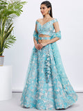 Sky Blue Organza Sequins and Thread Embroidery Lehenga Choli & Dupatta