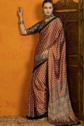 Ajrakh Print Japan Crape Saree