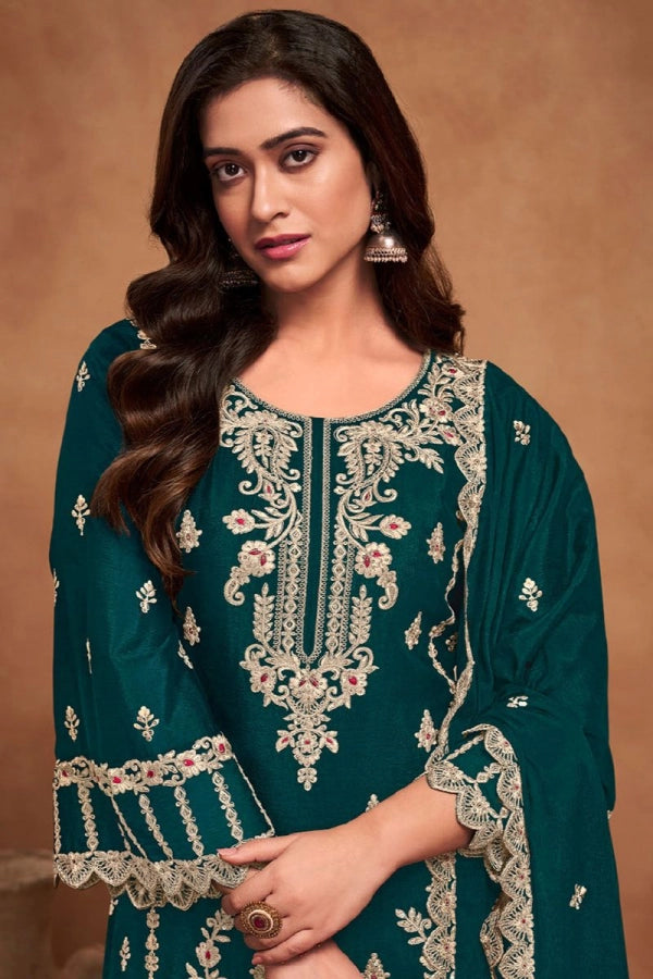 Beautiful Designer Morpich Pakistani Palazzo Kameez