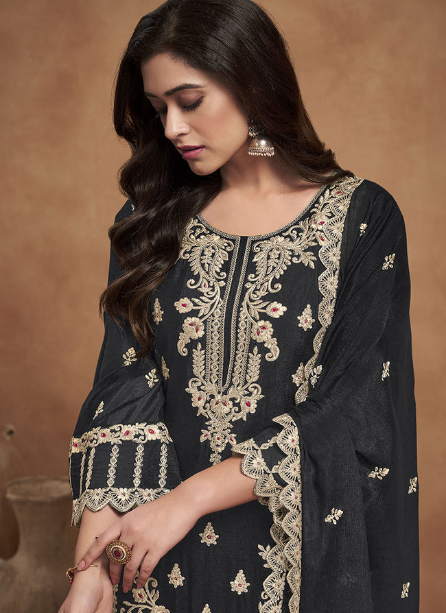 Beautiful Designer Black Pakistani Palazzo Kameez