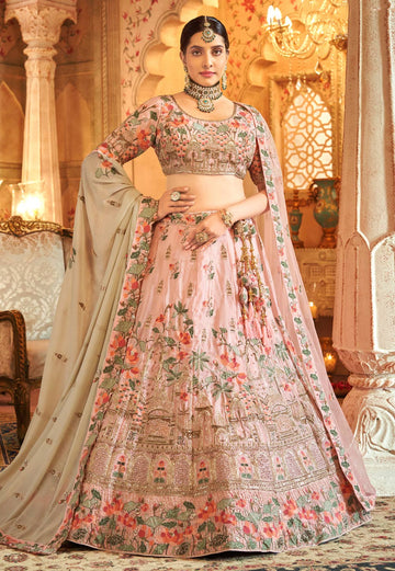 Beautiful Designer Bridal Velvet  Pink Wedding Lehenga