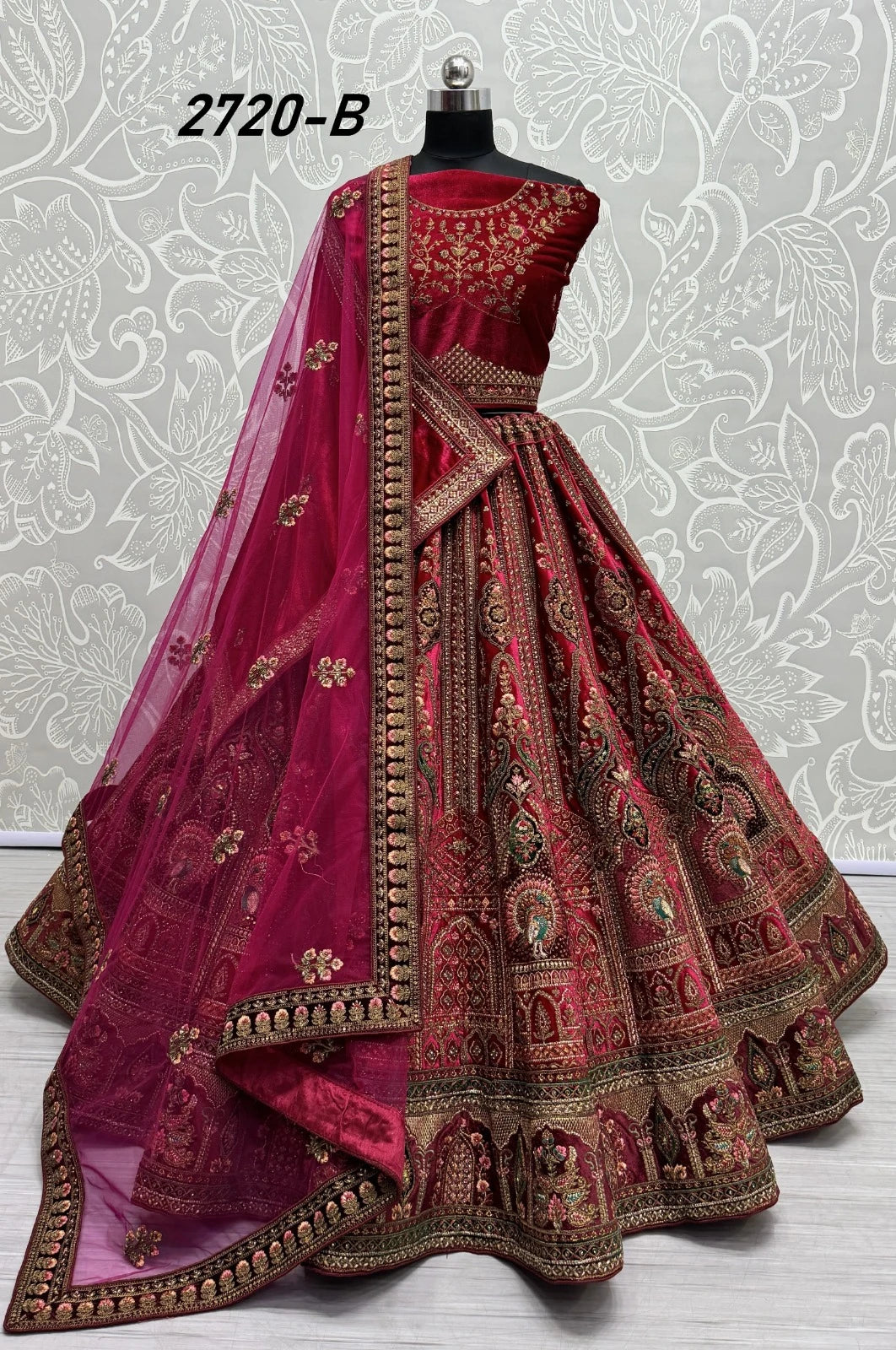 Heavy Velvet Bridal Wedding Lehenga Choli