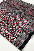 Ajrakh Print Japan Crape Saree