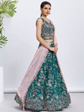 Green Georgette Sequins and Thread Embroidery Lehenga Choli & Dupatta