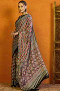 Ajrakh Print Japan Crape Saree