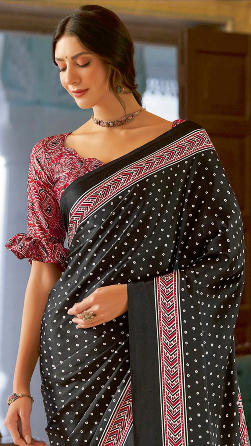 Ajrakh Print Saree