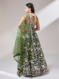 Olive Net Floral Sequins Embroidery Lehenga Choli with Dupatta