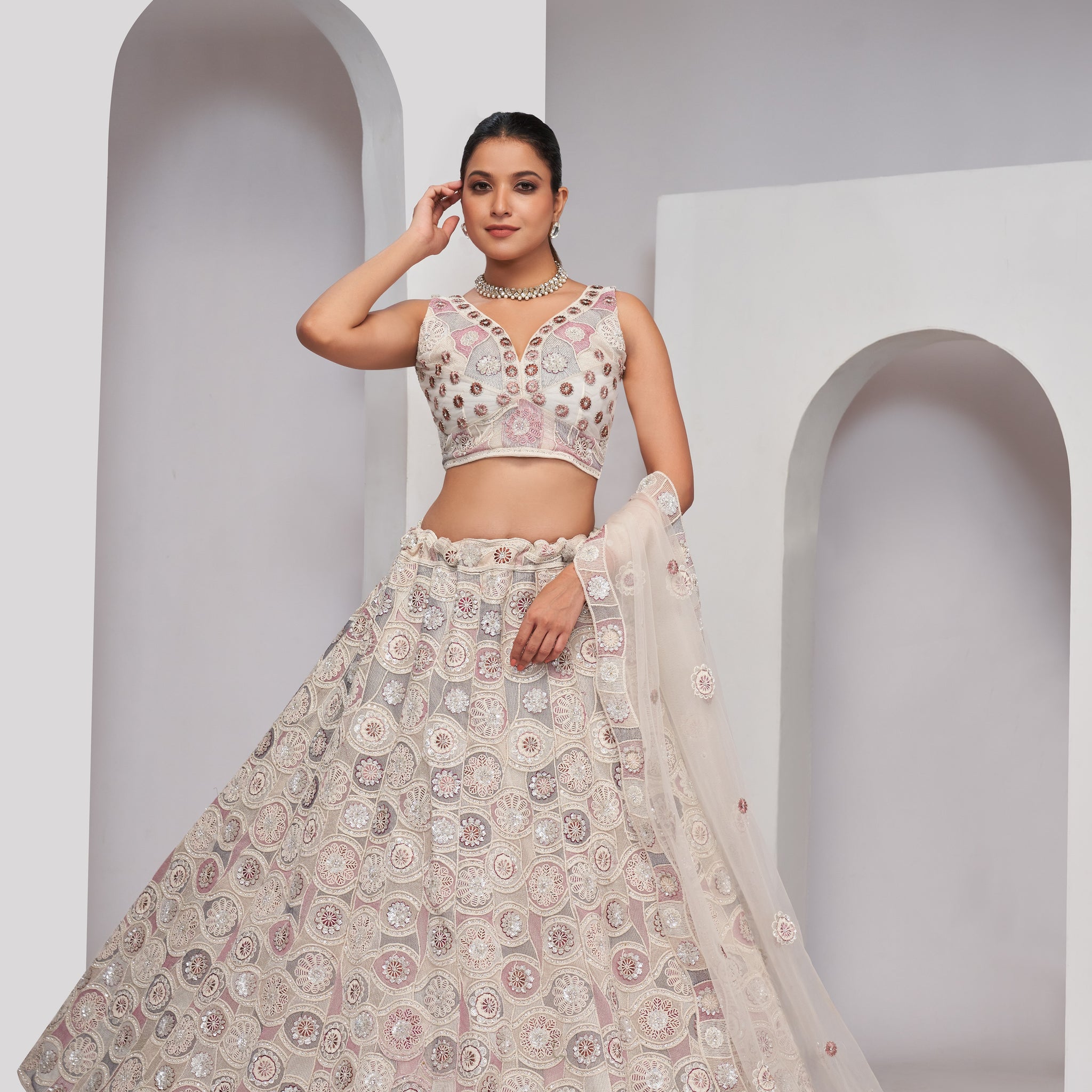 White Lehenga