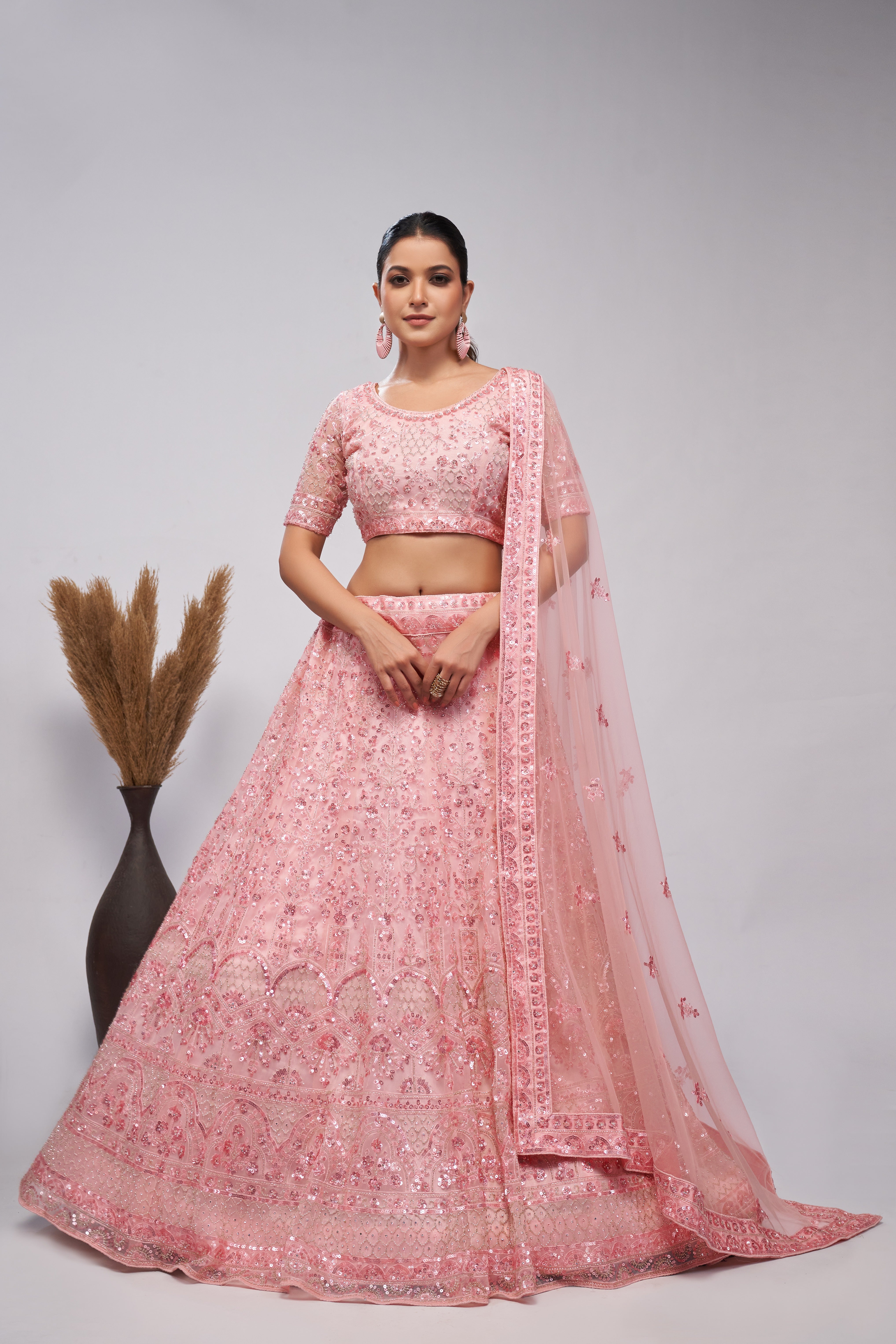 Baby pink lengha hotsell