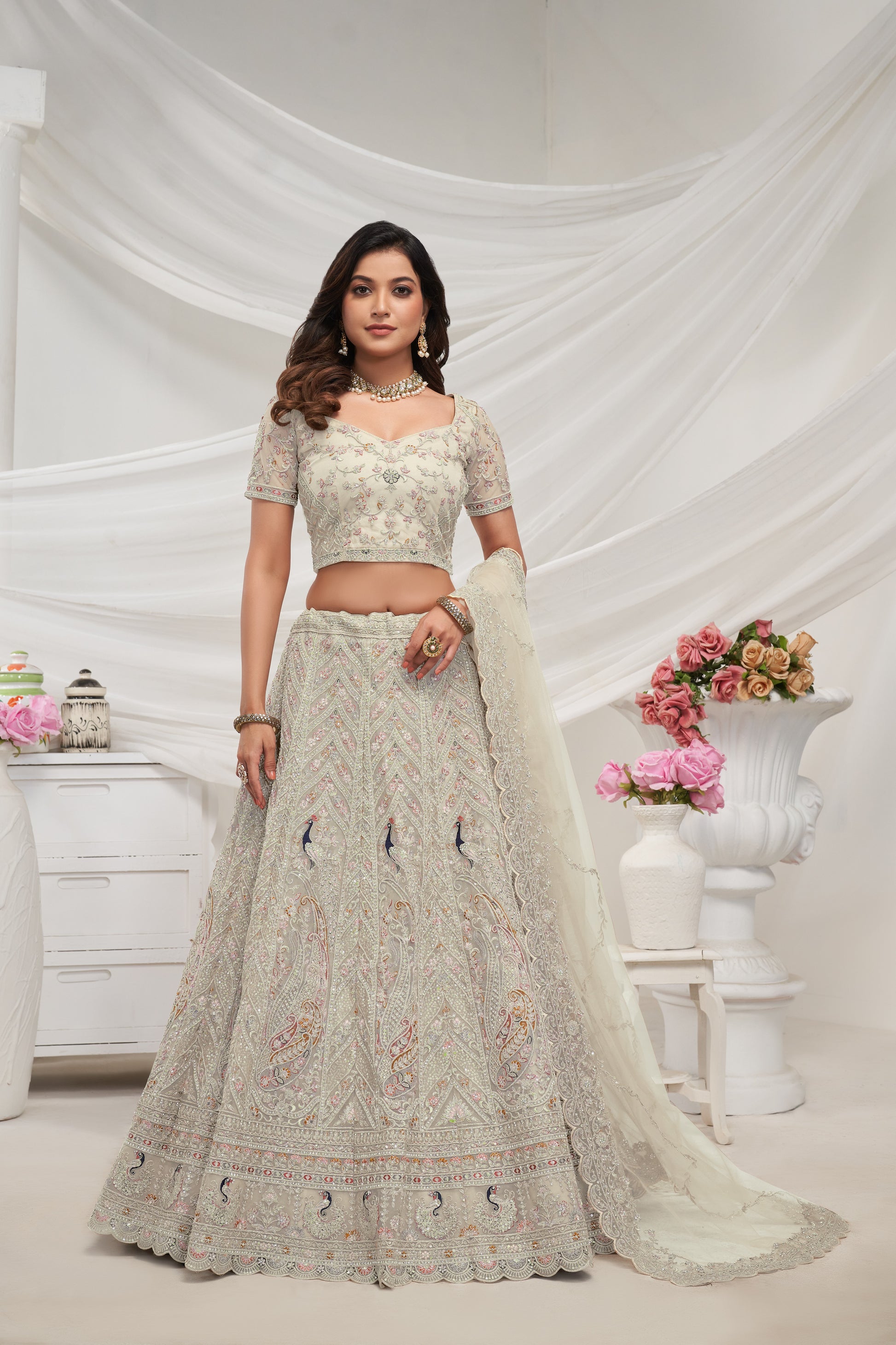 White Lehenga