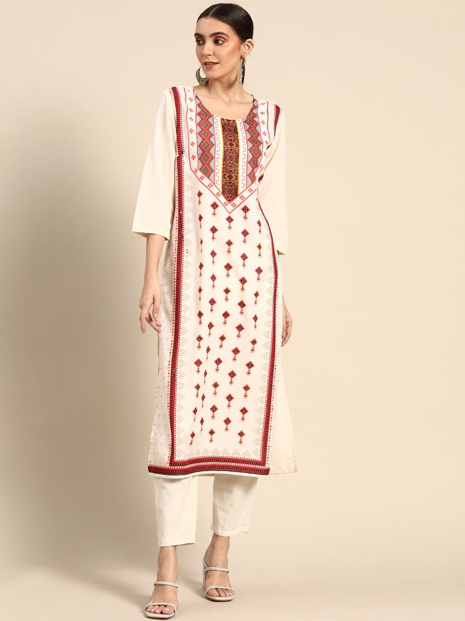 NAINA FESTIVE WEAR POLY CHANDERI KURTI