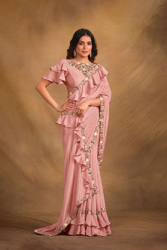 Pink Crepe Georgette Silk