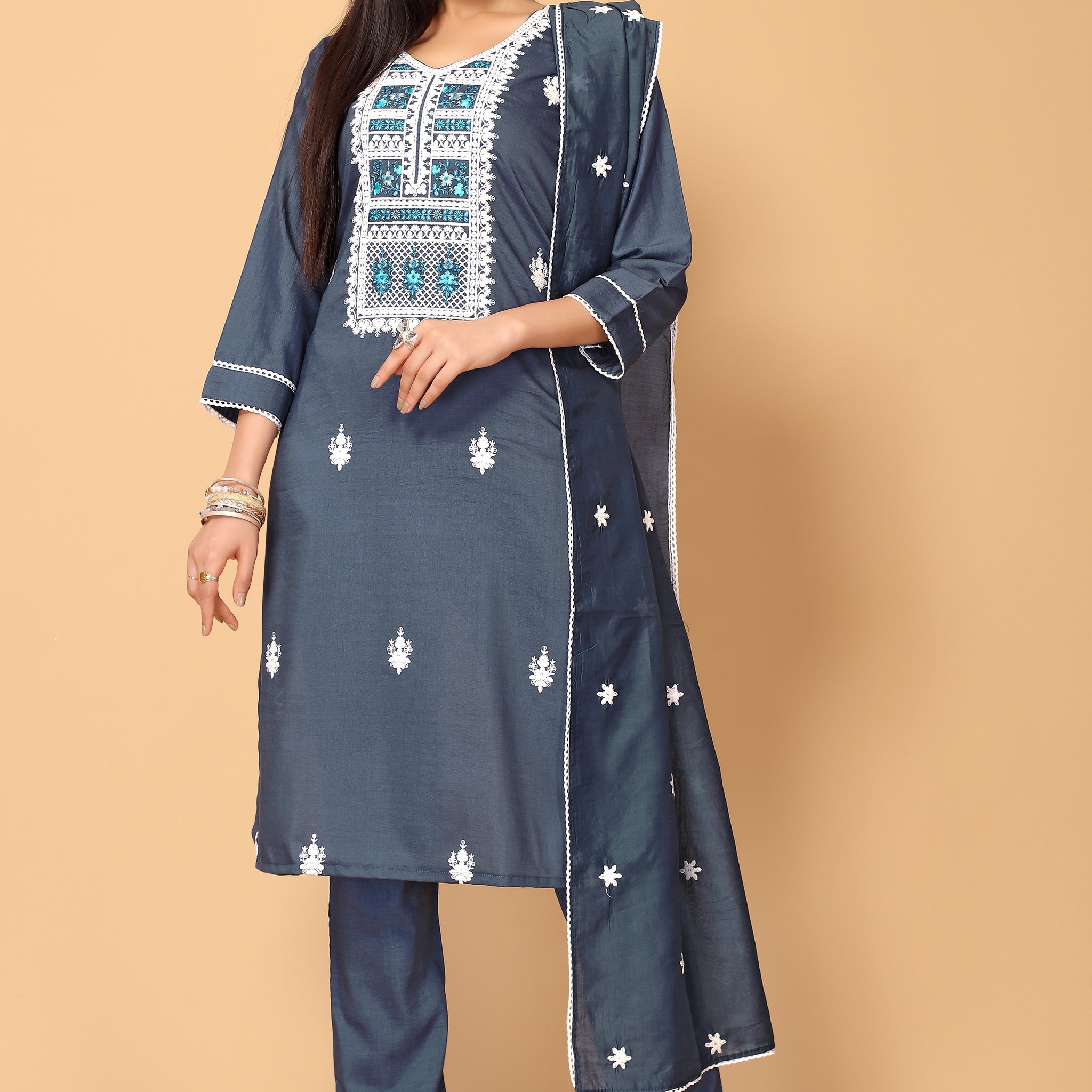 VEENA FESTIVE WEAR SILK BLEND KURTI