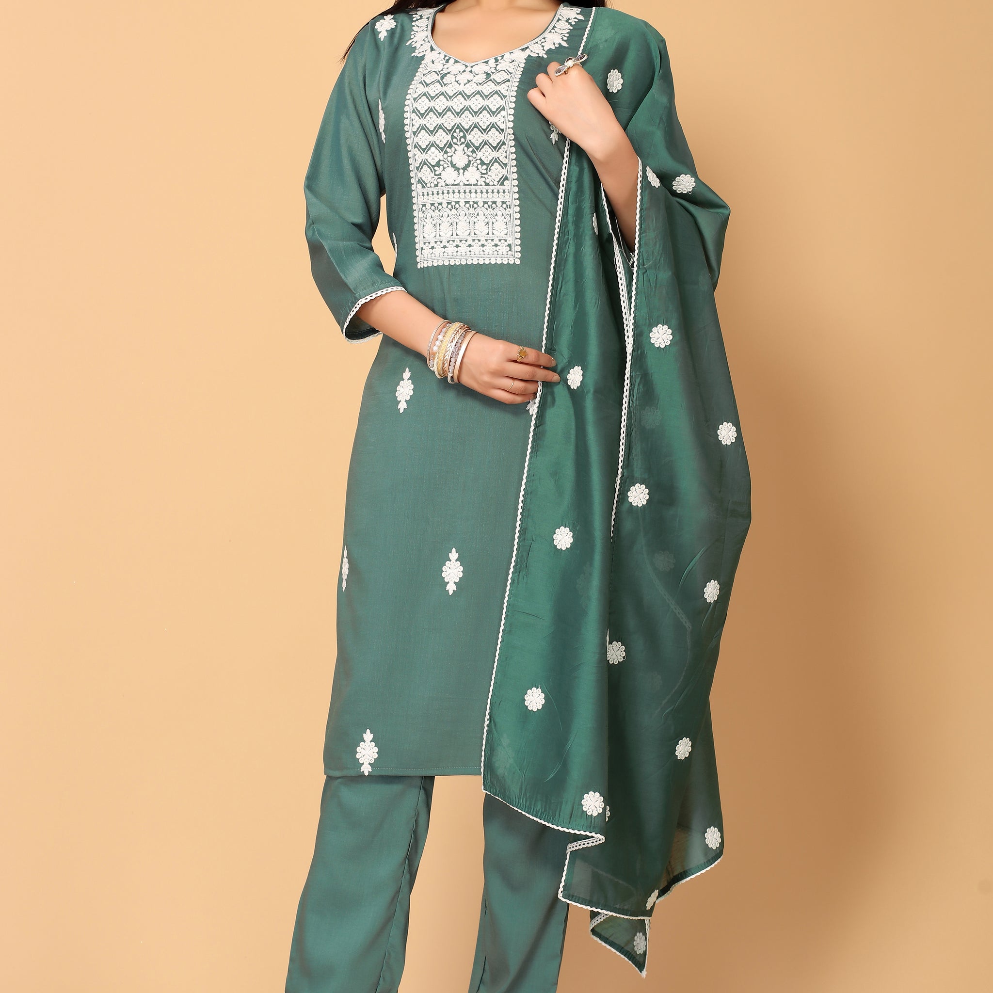 VEENA FESTIVE WEAR SILK BLEND KURTI