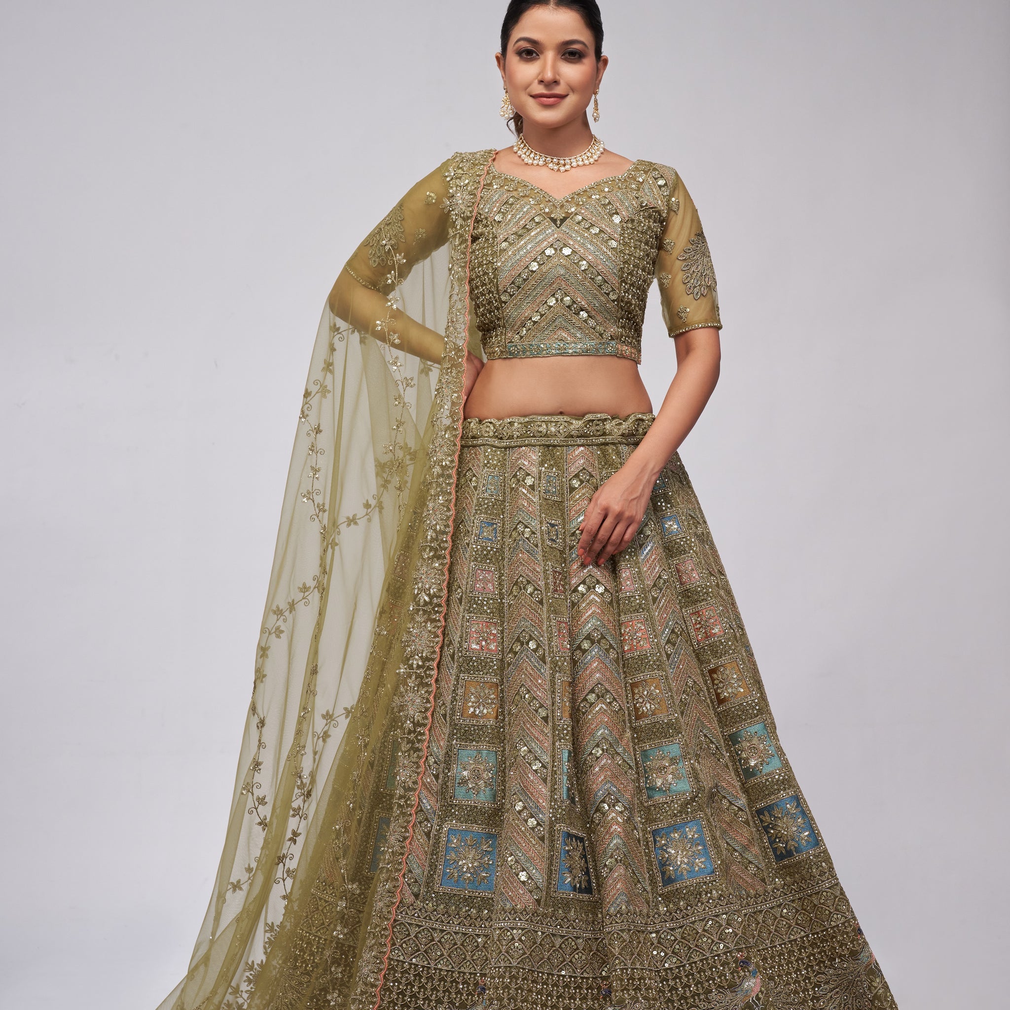 Elegant Green Bridal Lehenga Set