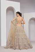 Golden Bridal Lehenga with Zari Embroidery & Sequin Work