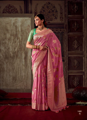 Party Wear Designer Sunehari Roopkala Banarasi Crepe Georgette Saree