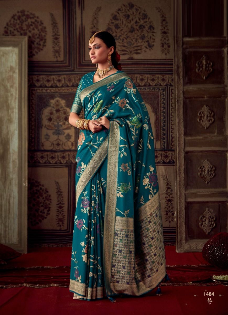 Party Wear Designer Sunehari Roopkala Banarasi Crepe Georgette Saree