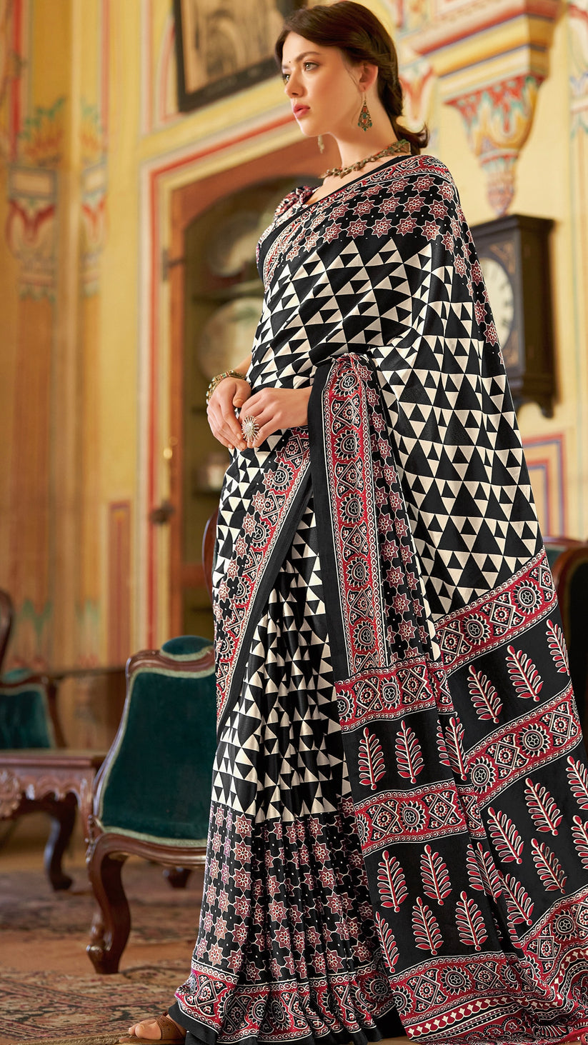 Ajrakh Print Saree